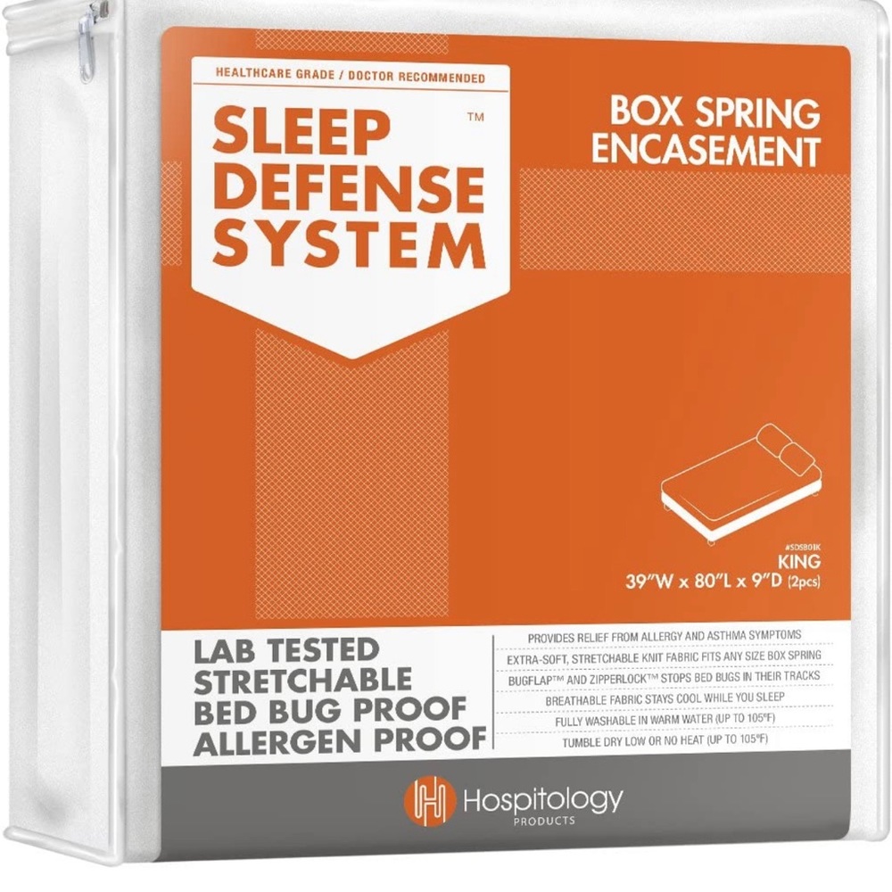 HOSPITOLOGY Box Spring Encasement - Zippered Bed Bug Dust Mite Proof-King